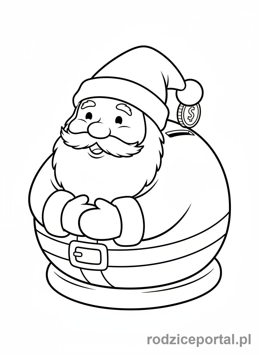 Kolorowanka Boże Narodzenie - Skarbonka w kształcie Mikołaja