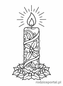 Kolorowanka Boże Narodzenie - Świeczka adwentowa