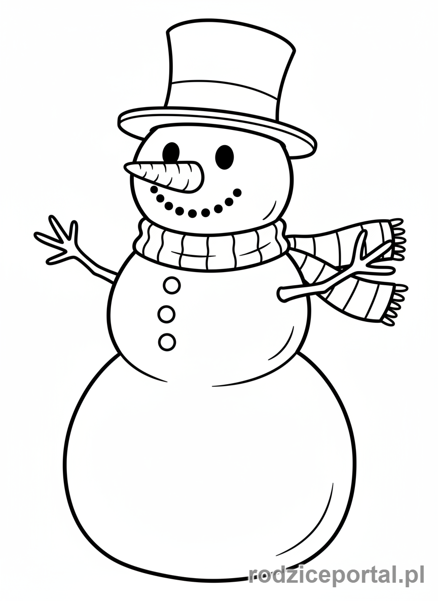 Kolorowanka Boże Narodzenie - Uśmiechnięty bałwanek