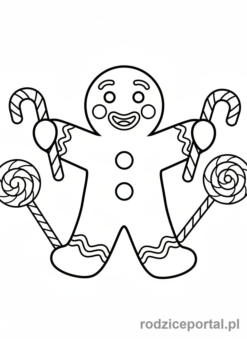 Kolorowanka Boże Narodzenie - Uśmiechnięty ludzik z piernika