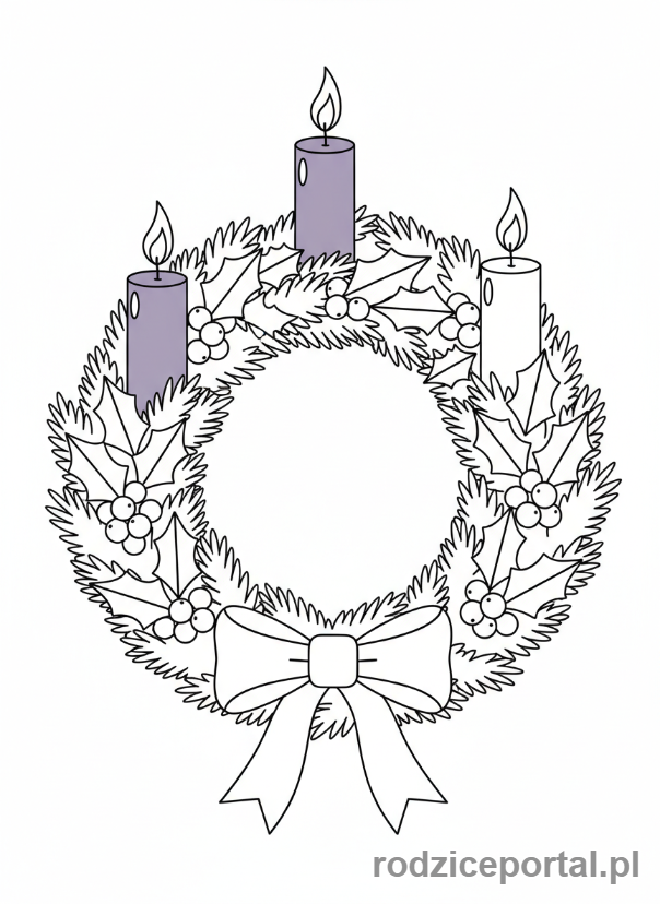 Kolorowanka Boże Narodzenie - Wieniec adwentowy