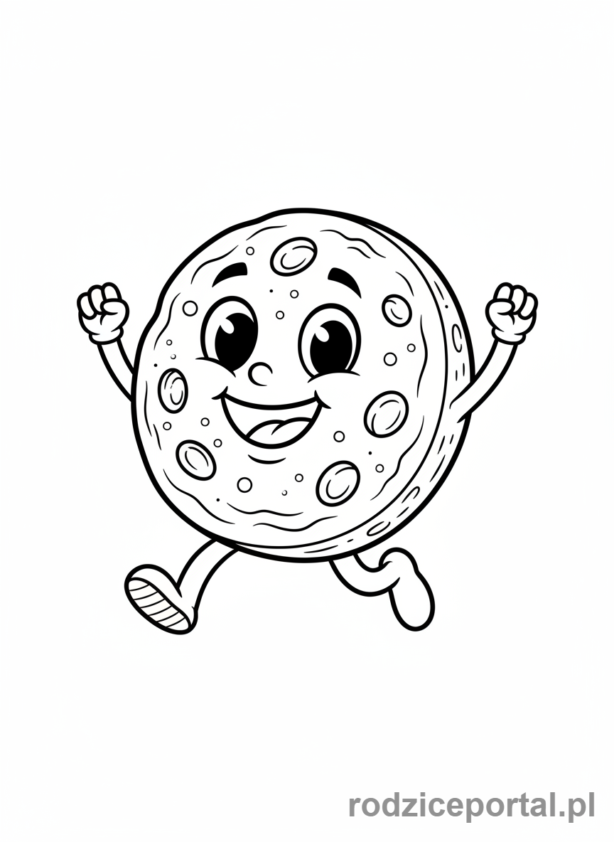 Kolorowanka Brainrot Italiano - Kawałek chleba focaccia z oczami i uśmiechem, biegnący