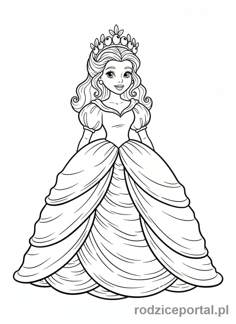 Kolorowanka Brainrot Italiano - Księżniczka w sukni z ciasta francuskiego, z koroną z oliwek