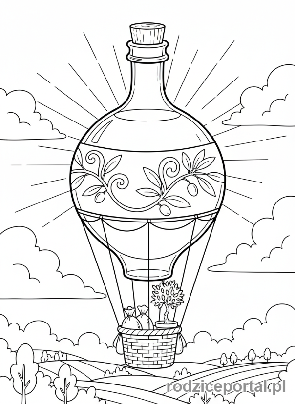 Kolorowanka Brainrot Italiano - Latający balon w kształcie butelki oliwy z oliwek