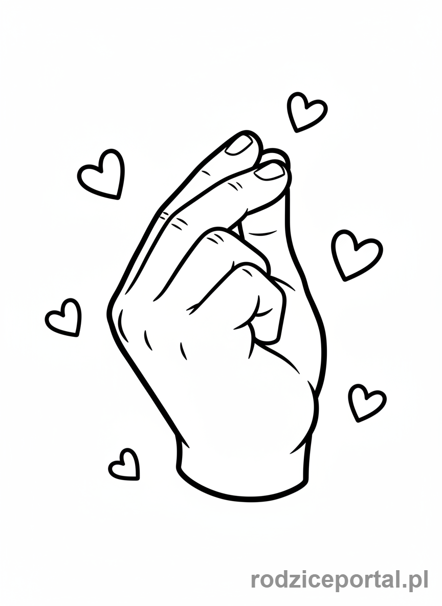 Kolorowanka Brainrot Italiano - Ręka wykonująca zabawny włoski gest z serduszkami.