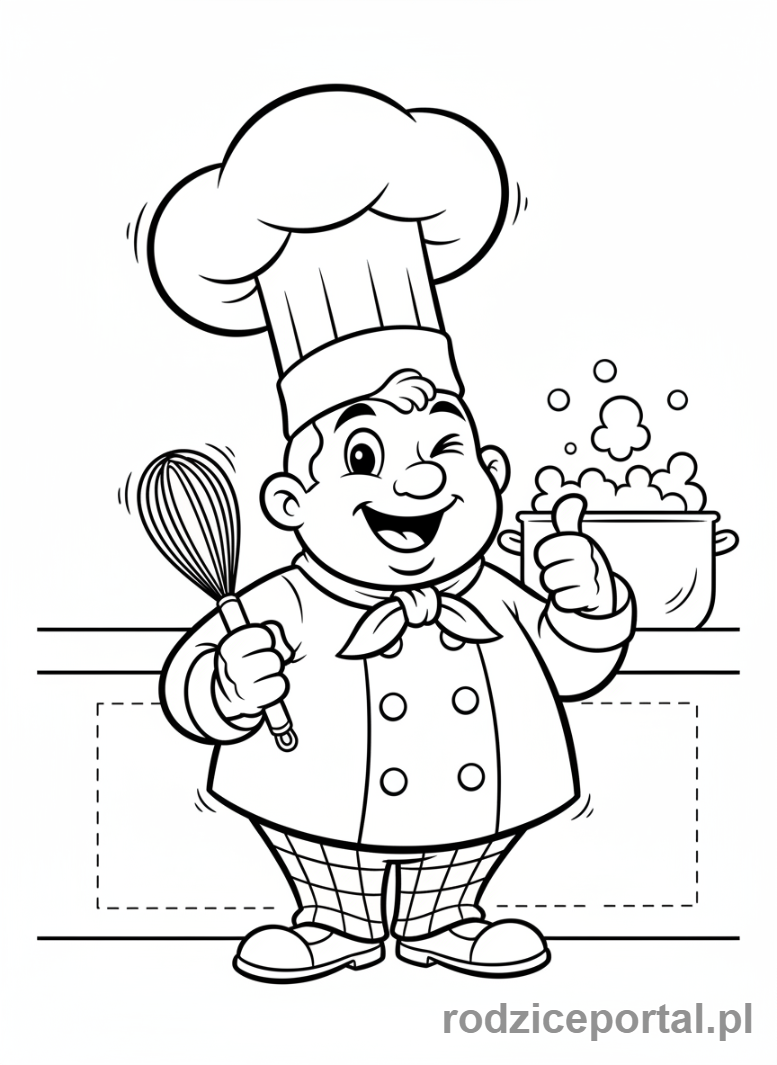 Kolorowanka Brainrot Italiano - Zabawny kucharz z wielkim kapeluszem i uśmiechem