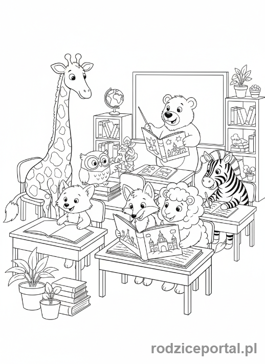 Kolorowanka Brainrot Italiano - Zwierzęta uczące się języka włoskiego z książek