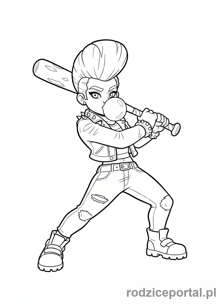 Kolorowanka Brawl Stars - Bibi z kijem bejsbolowym