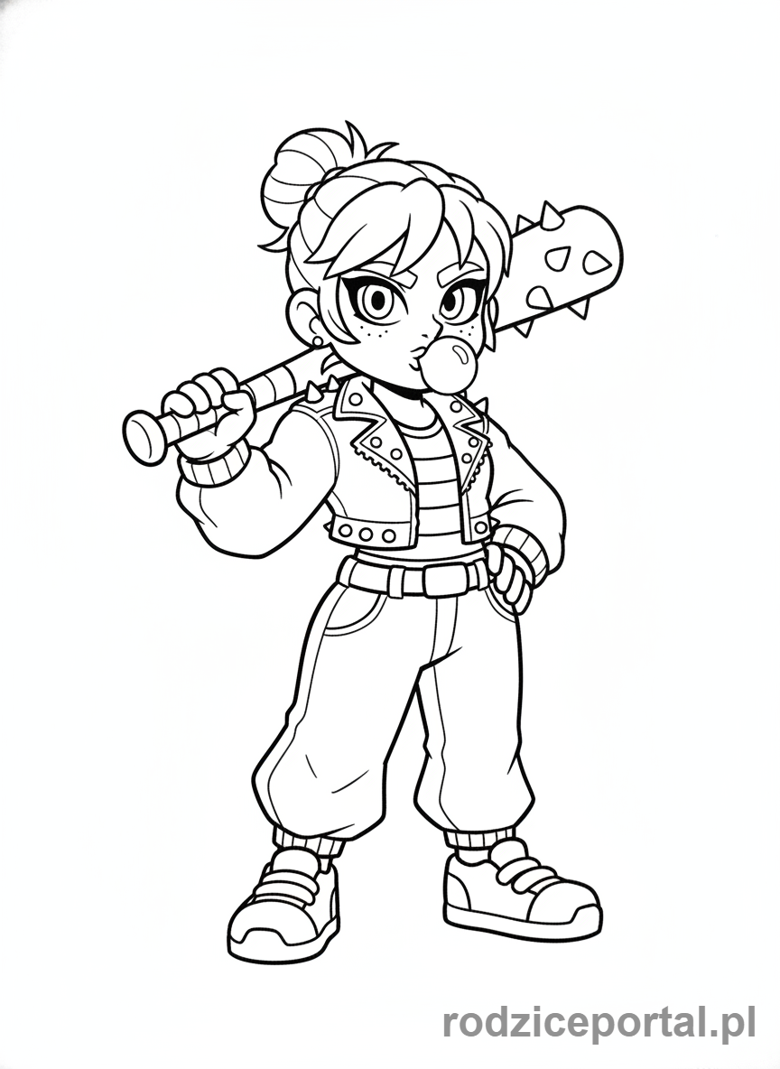 Kolorowanka Brawl Stars - Bibi z kijem bejsbolowym