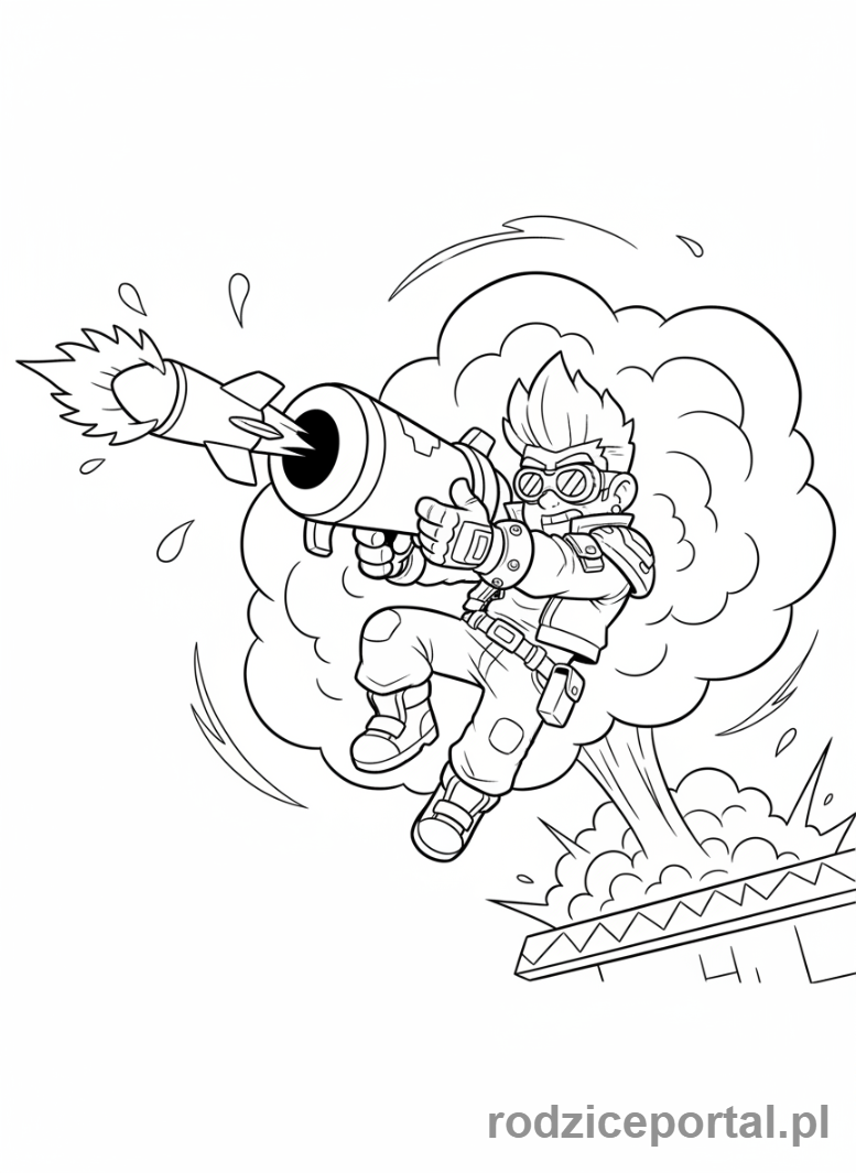 Kolorowanka Brawl Stars - Brock wystrzeliwujący rakietę