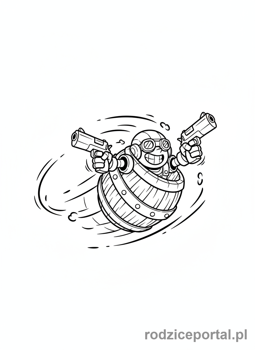 Kolorowanka Brawl Stars - Darryl toczący się w beczce