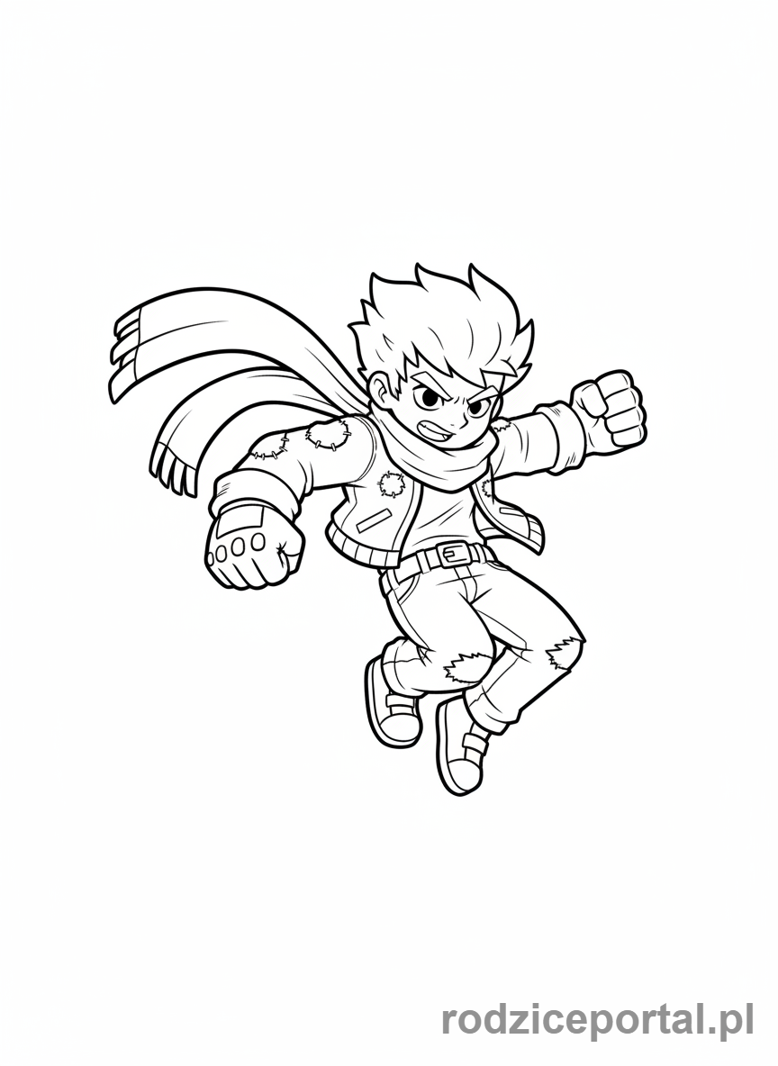 Kolorowanka Brawl Stars - Edgar skaczący z szalikiem