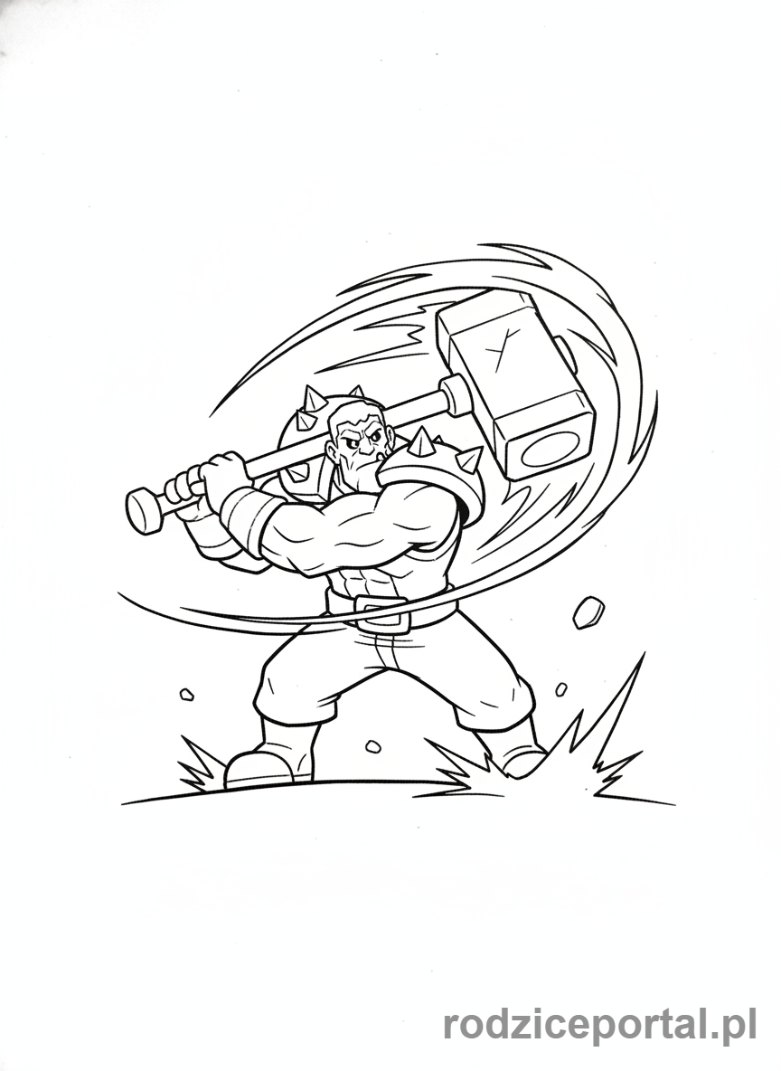 Kolorowanka Brawl Stars - Frank machający młotem