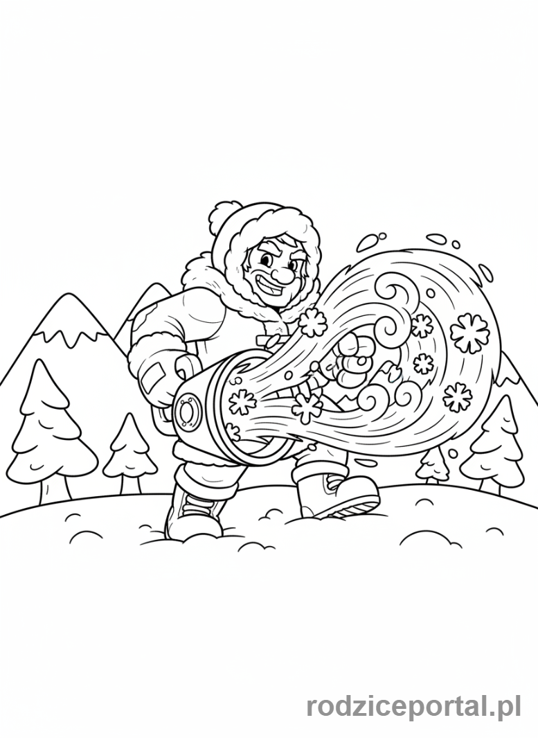 Kolorowanka Brawl Stars - Gale używający dmuchawy śnieżnej