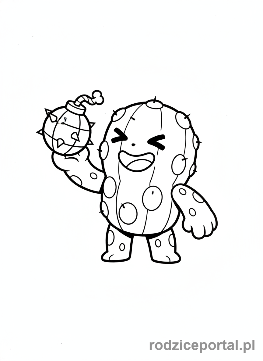 Kolorowanka Brawl Stars - Spike rzucający kolce