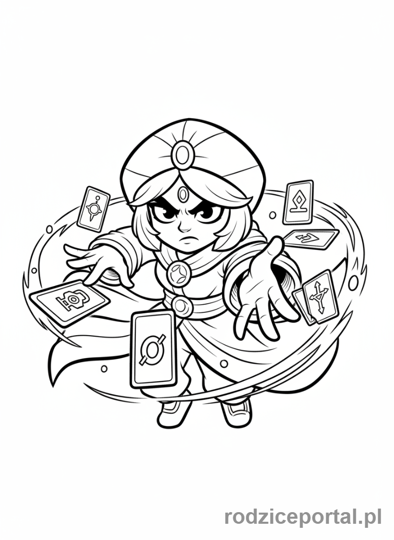 Kolorowanka Brawl Stars - Tara rzucająca karty
