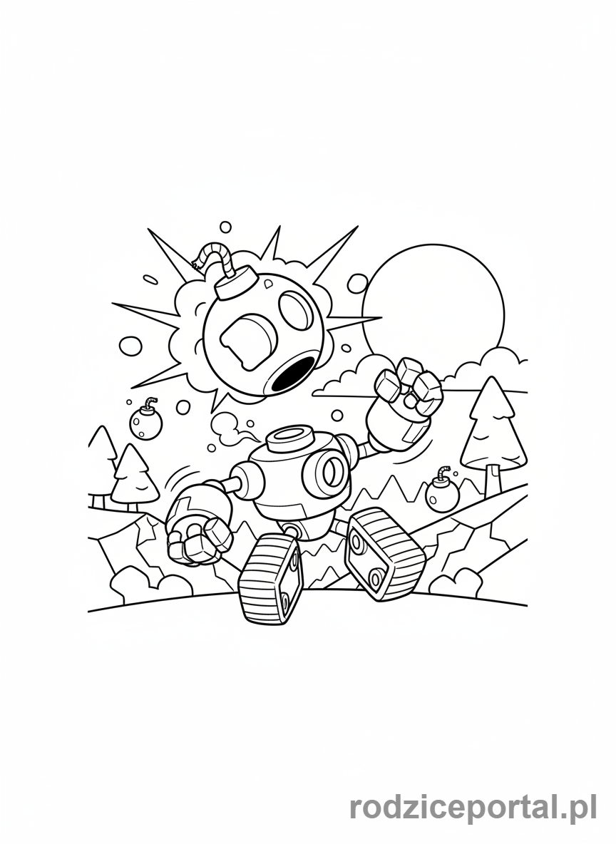 Kolorowanka Brawl Stars - Tick, robot z bombą