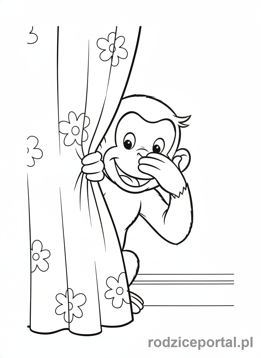 Kolorowanka Ciekawski George - Ciekawski George bawiący się w chowanego.