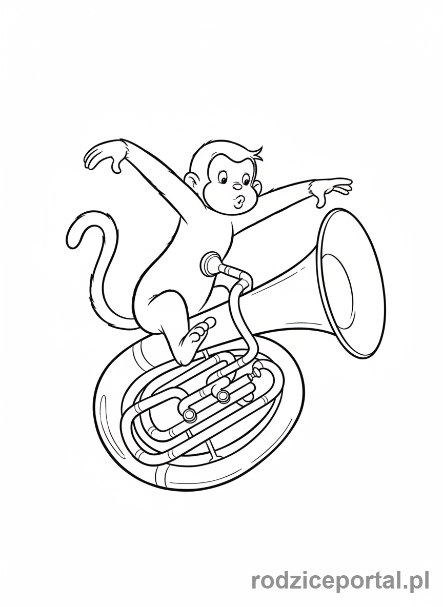 Kolorowanka Ciekawski George - Ciekawski George gra na instrumencie