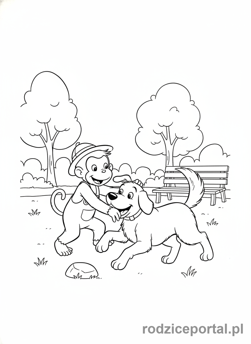 Kolorowanka Ciekawski George - Ciekawski George i pies