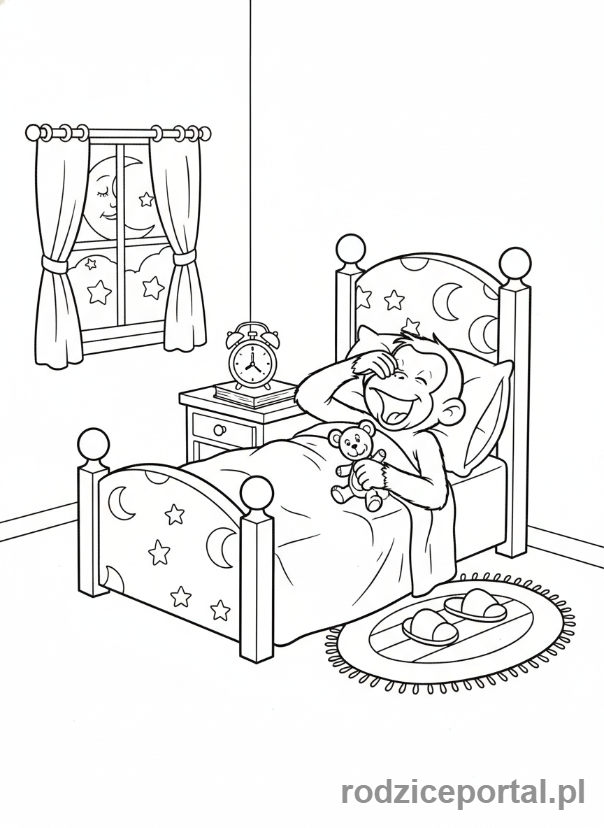Kolorowanka Ciekawski George - Ciekawski George idzie spać