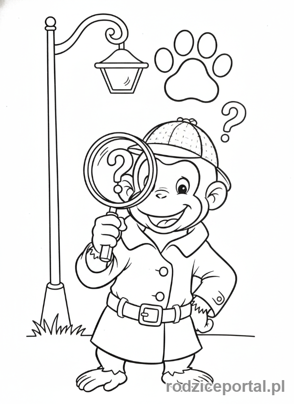 Kolorowanka Ciekawski George - Ciekawski George jako detektyw