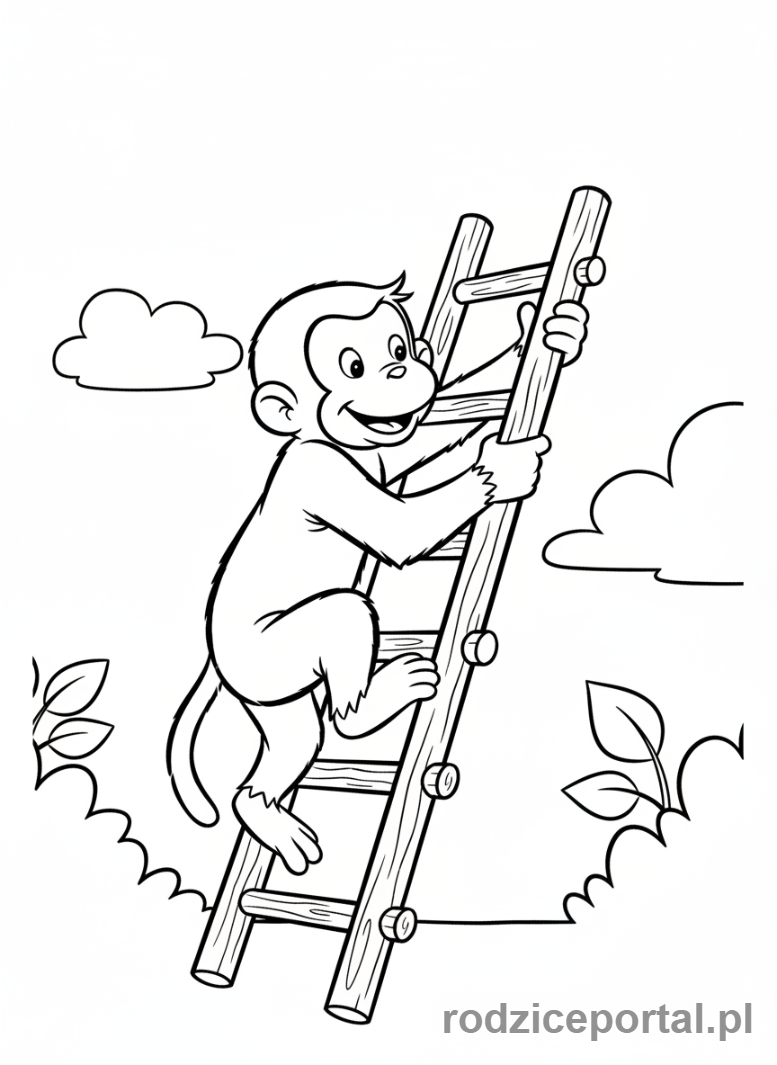 Kolorowanka Ciekawski George - Ciekawski George na drabinie