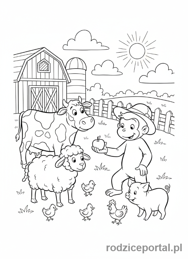 Kolorowanka Ciekawski George - Ciekawski George na farmie