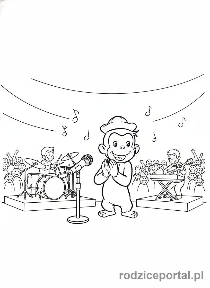 Kolorowanka Ciekawski George - Ciekawski George na koncercie