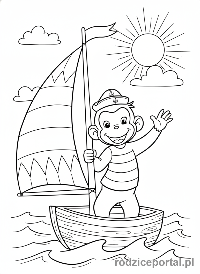 Kolorowanka Ciekawski George - Ciekawski George na statku
