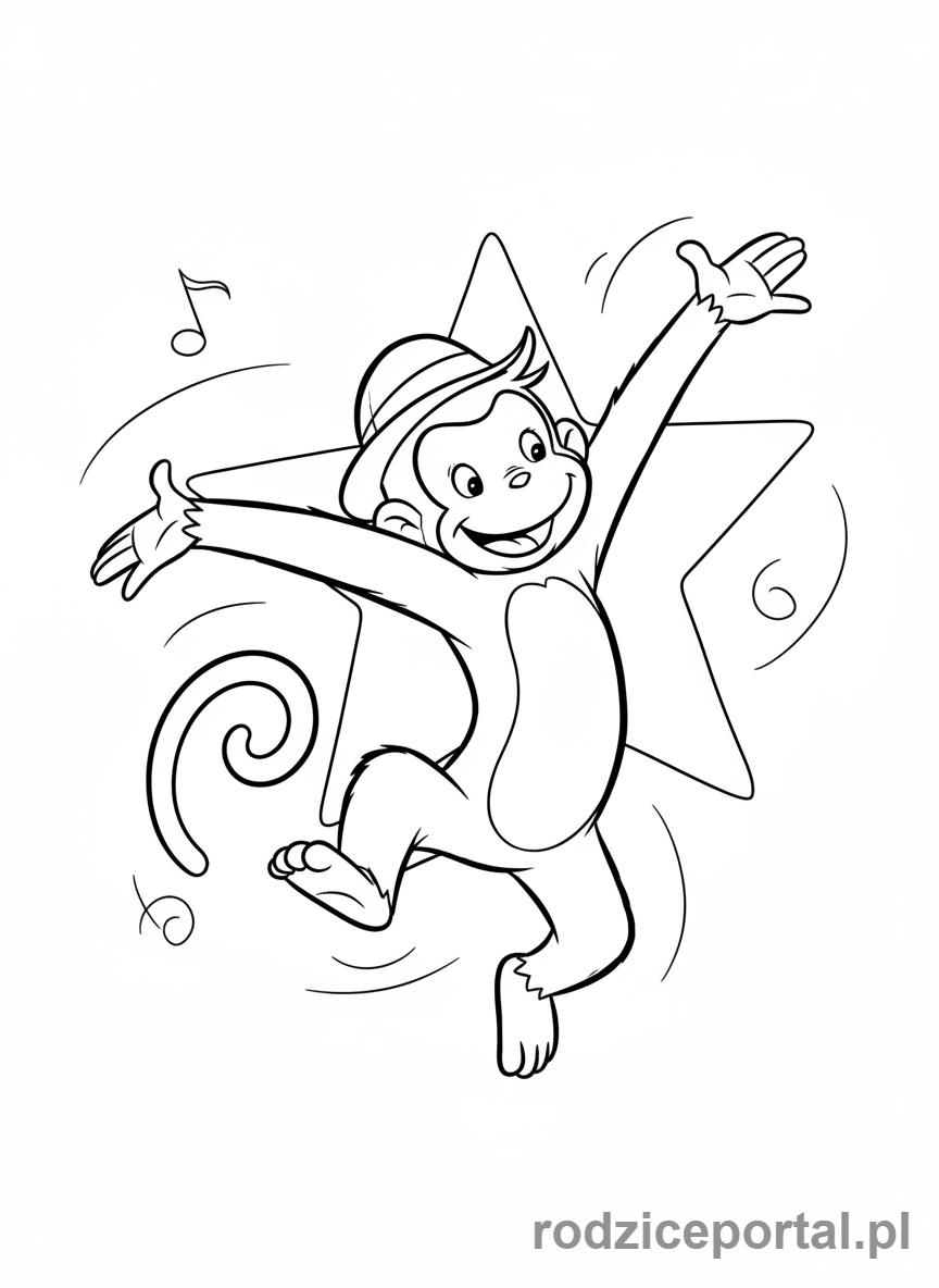 Kolorowanka Ciekawski George - Ciekawski George tańczy