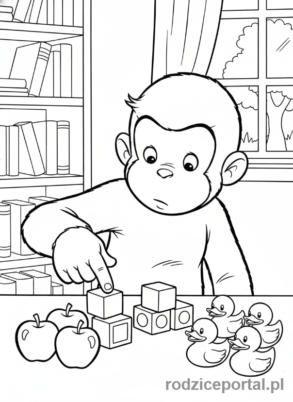 Kolorowanka Ciekawski George - Ciekawski George uczy się liczyć