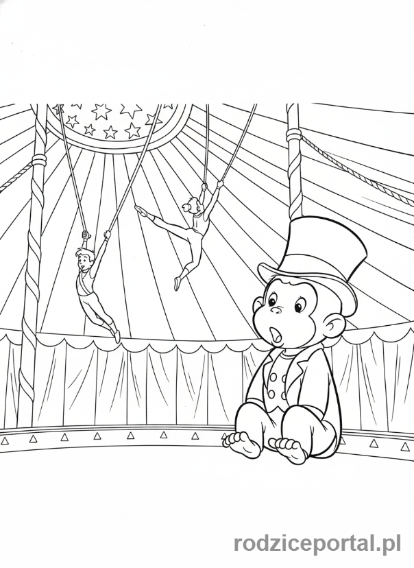 Kolorowanka Ciekawski George - Ciekawski George w cyrku