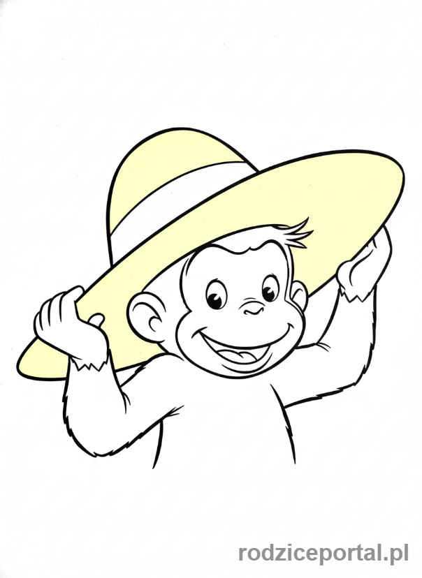 Kolorowanka Ciekawski George - Ciekawski George w kapeluszu.