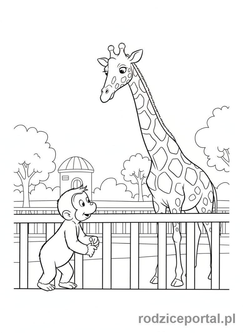 Kolorowanka Ciekawski George - Ciekawski George w zoo