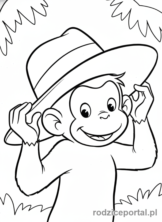 Kolorowanka Ciekawski George - Ciekawski George z kapeluszem
