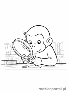 Kolorowanka Ciekawski George - Ciekawski George z lupą