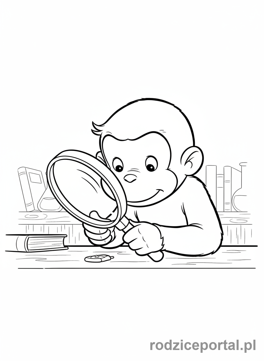 Kolorowanka Ciekawski George - Ciekawski George z lupą