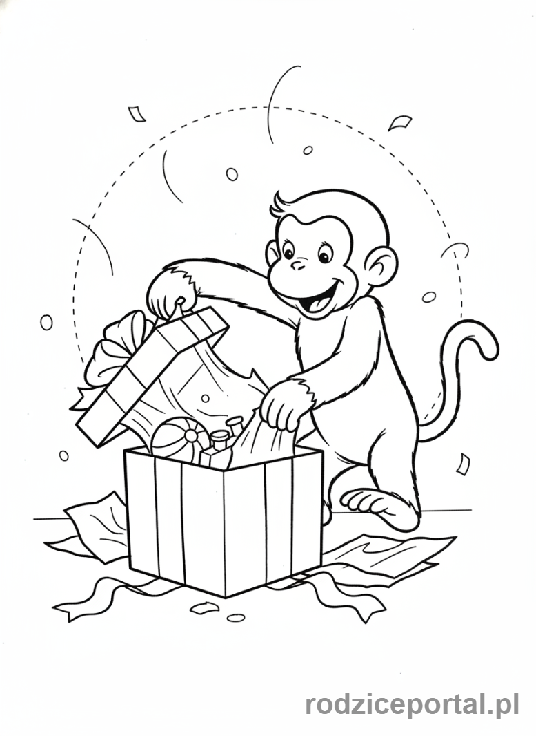 Kolorowanka Ciekawski George - Ciekawski George z prezentami