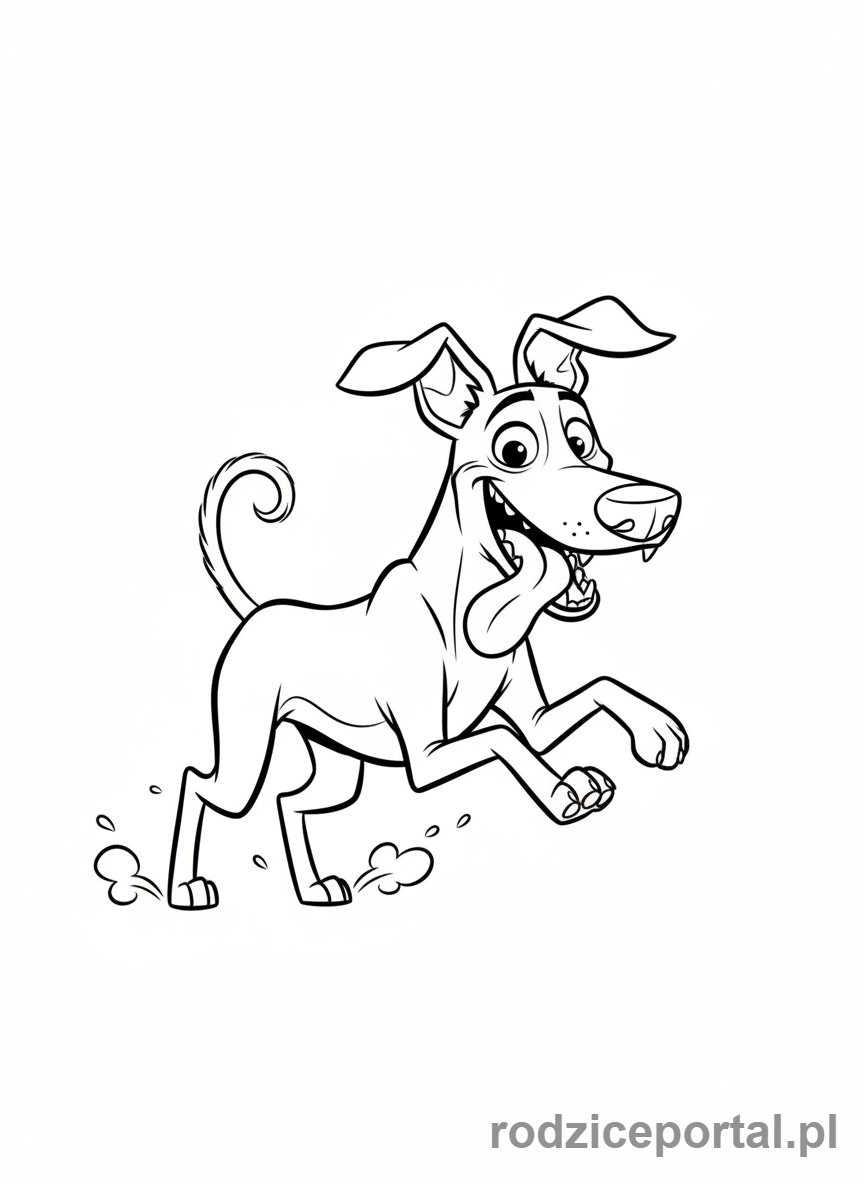 Kolorowanka Coco - Dante, pies xolo, biegnący radośnie z wystawionym językiem