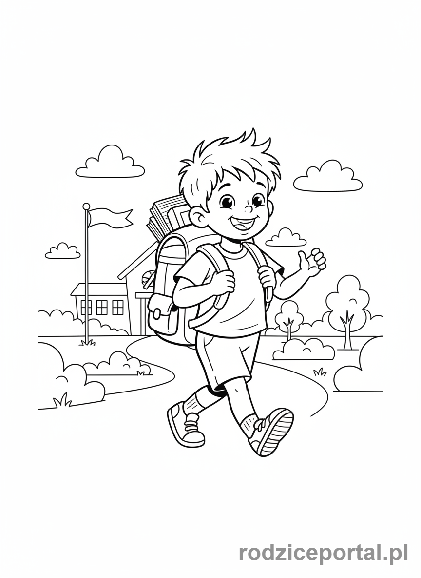 Kolorowanka Cocomelon - Cody z plecakiem, idący do szkoły
