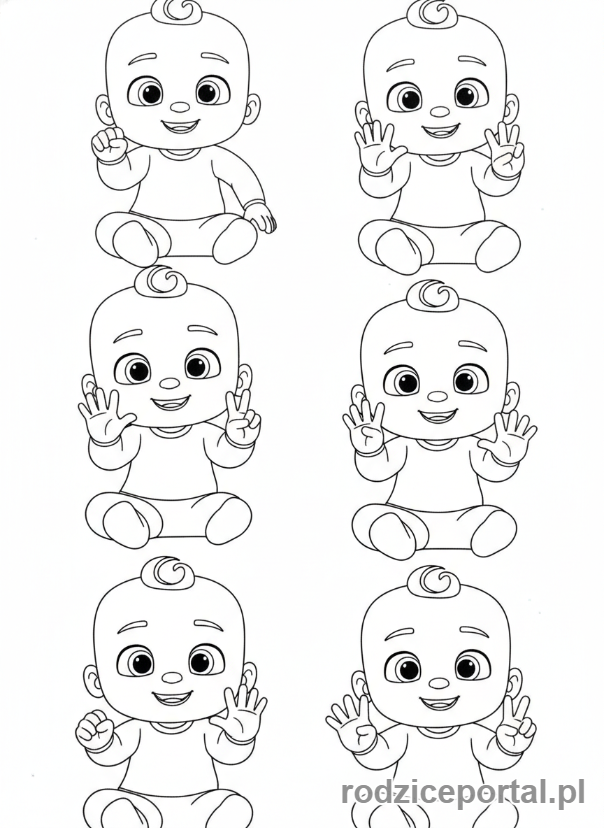 Kolorowanka Cocomelon - JJ liczący cyfry, z palcami