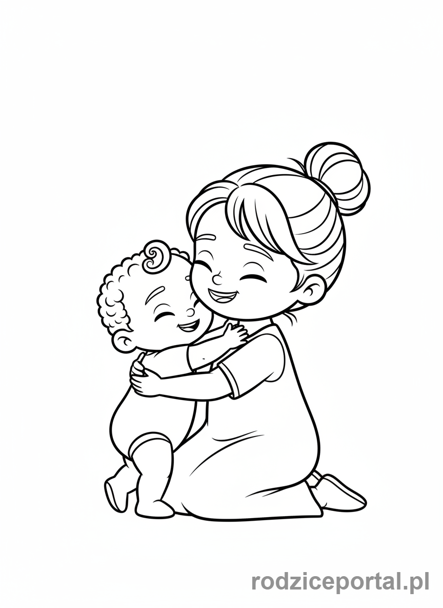 Kolorowanka Cocomelon - JJ przytulający mamę