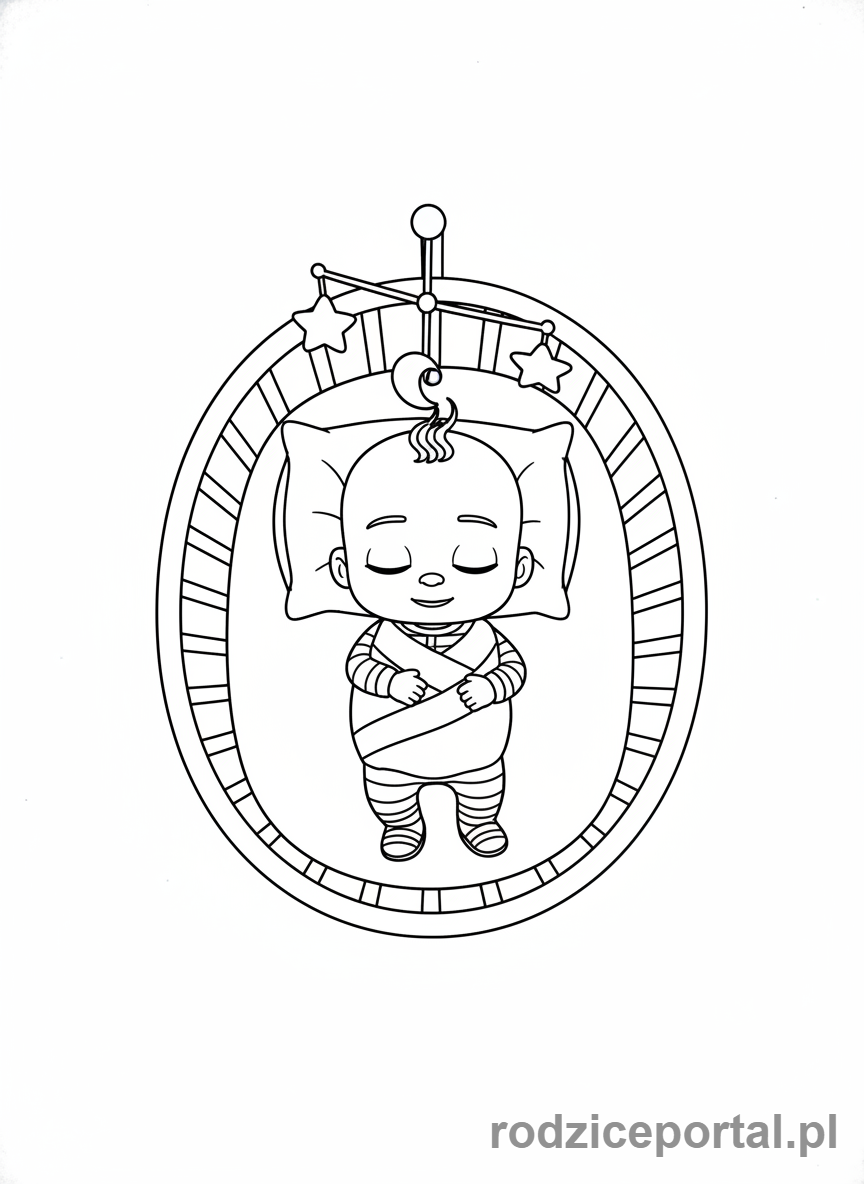 Kolorowanka Cocomelon - JJ śpiący w łóżeczku