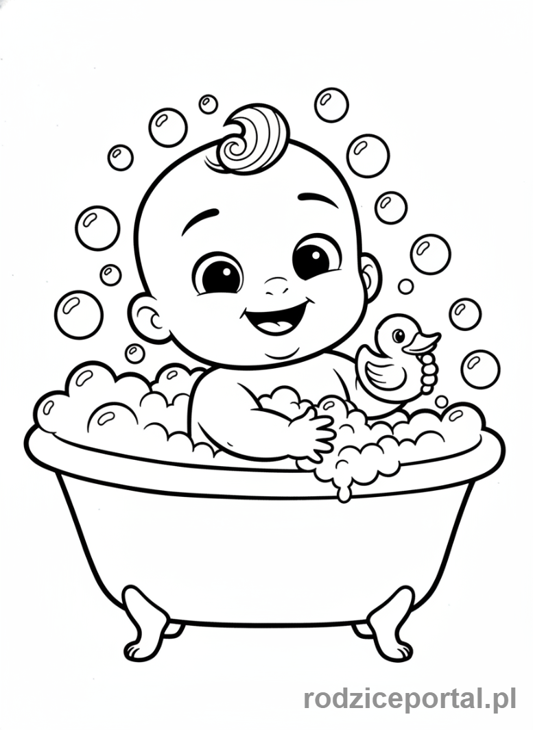 Kolorowanka Cocomelon - JJ w kąpieli, w wannie