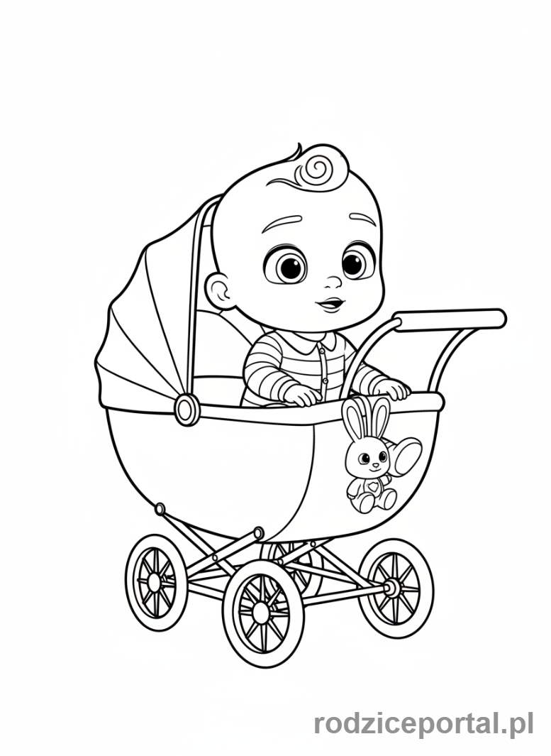Kolorowanka Cocomelon - JJ w wózku spacerowym