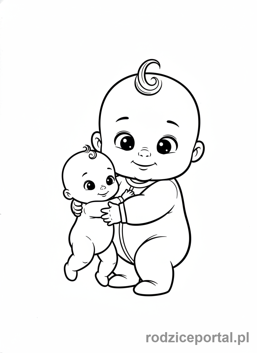 Kolorowanka Cocomelon - JJ z lalką, przytulający
