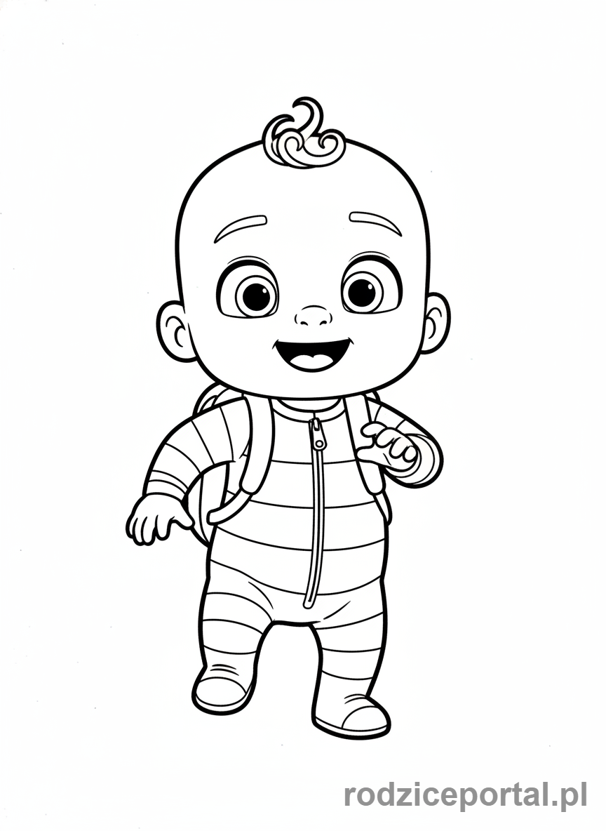 Kolorowanka Cocomelon - JJ z plecakiem, gotowy na wycieczkę