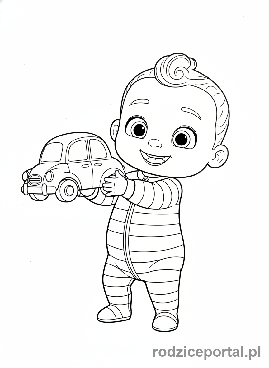 Kolorowanka Cocomelon - JJ z ulubioną zabawką (autkiem)