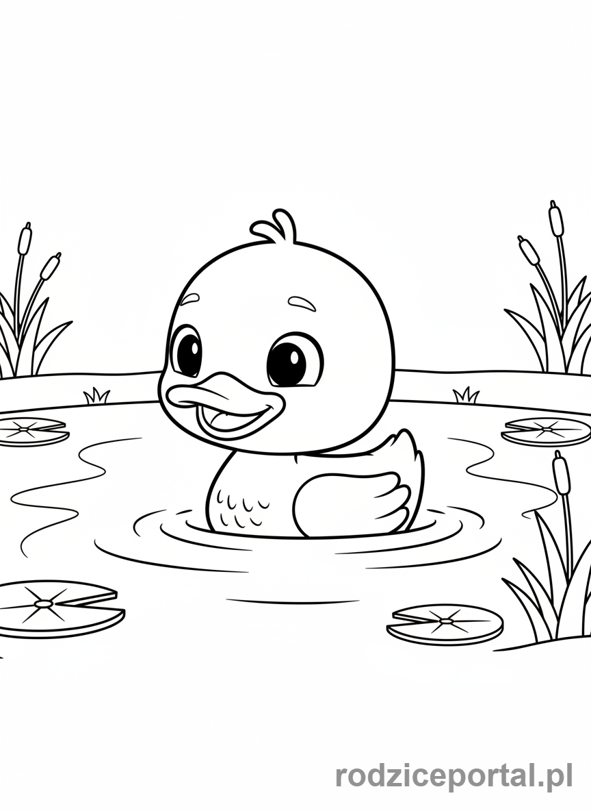 Kolorowanka Cocomelon - Kaczka Cocomelon pływająca w stawie